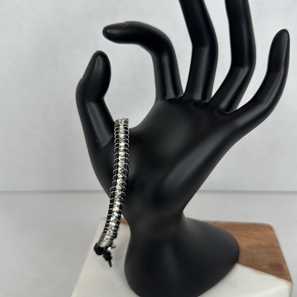 Gap black and silver twine and beaded bracelet